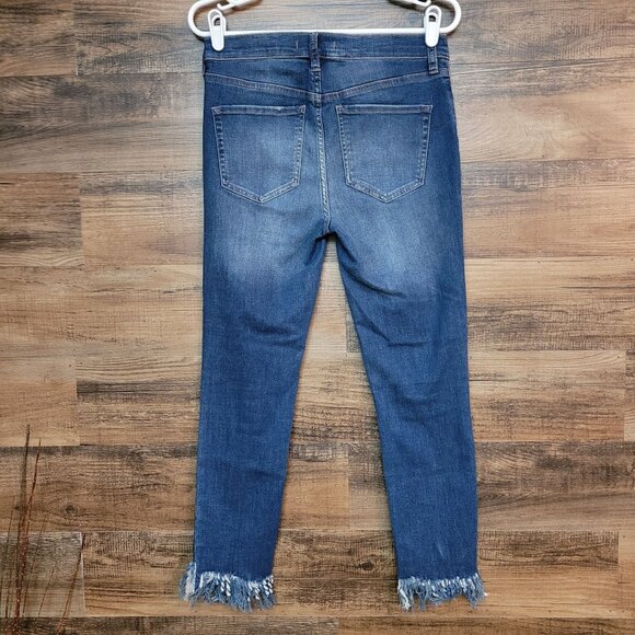 Free People Jeans 27 Great Heights Skinny Fray Fringe Hem Stretch Denim - Picture 2 of 10